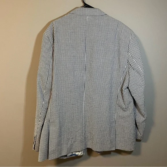 Paisley & Gray Men’s Blazer 54R Slim Fit Checkered Blue White Lightweight Church - Picture 6 of 8